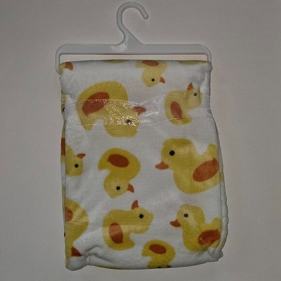 NEW Baby Gear Yellow Duck White Fleece Baby Blanket Lovey 30" x 40" Rubber Ducky - Picture 2 of 4